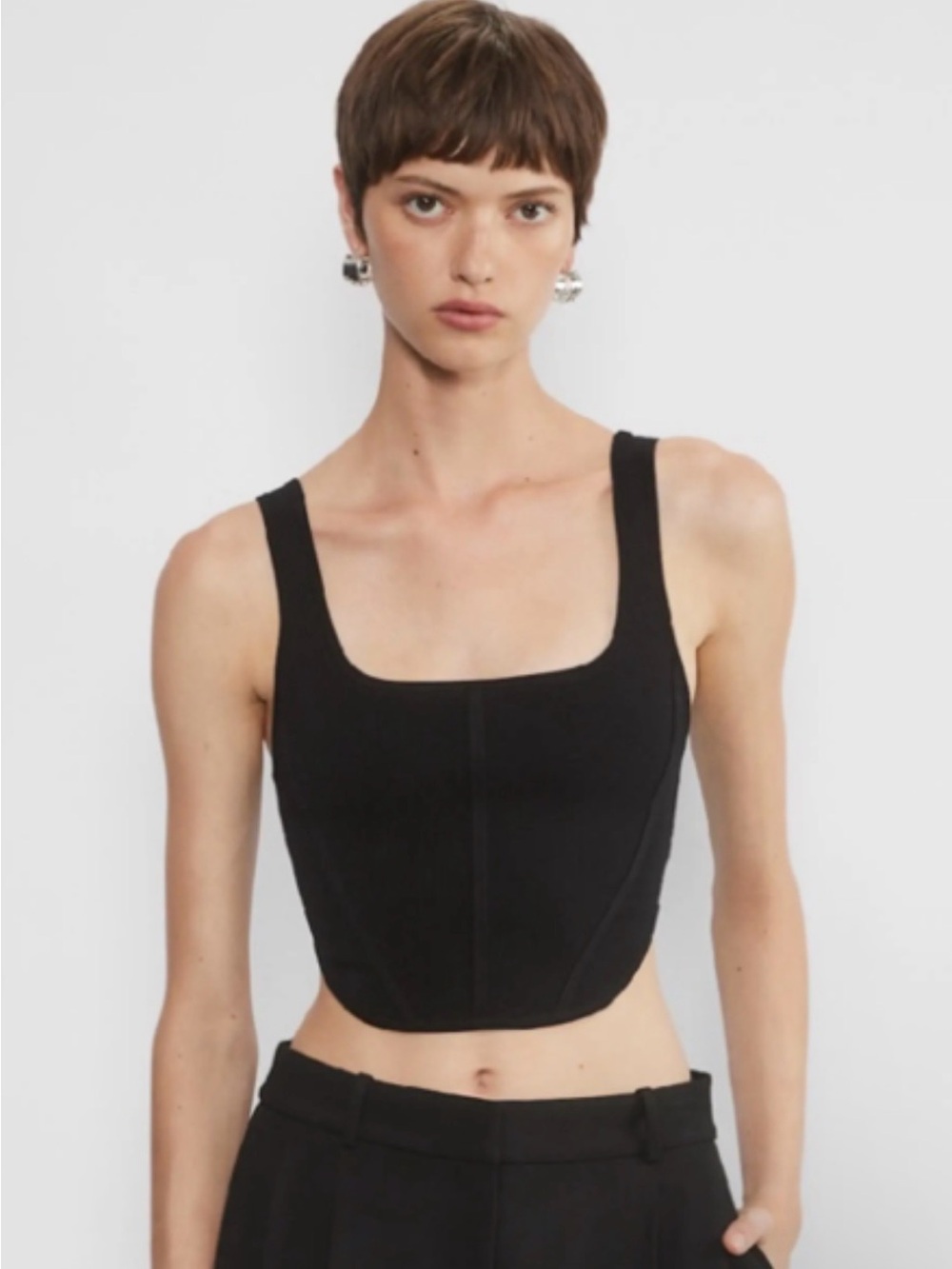 Aritzia Babaton Black Sculpt Knit Bustier Tank